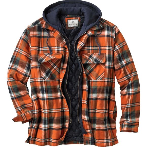 Mens Tomahawk Plaid Flannel Shirt Jacket Quilted Hooded Insulated Winter Coat - Picture 1 of 5